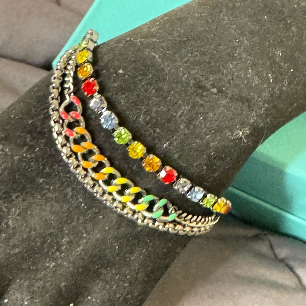 Vera Wang Multicolor Multi-strand  Crystal Bracelet